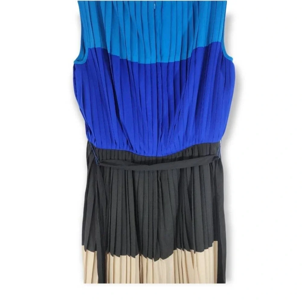 Calvin Klein Colorblock Pleated Knee Length‎ Dress 6 Work Wedding Guest Office